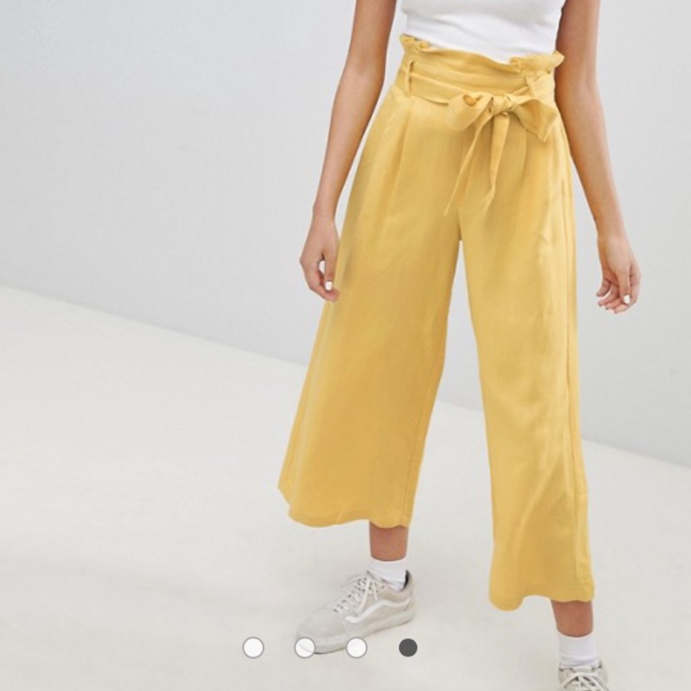 ASOS yellow wide leg linen pants